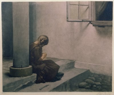 Girl Sitting on the Steps by Peter Vilhelm Ilsted